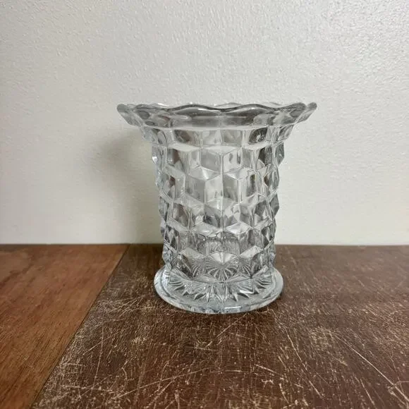 Fostoria American‎ Vintage MCM flared crystal clear glass flower vase - Picture 4 of 10